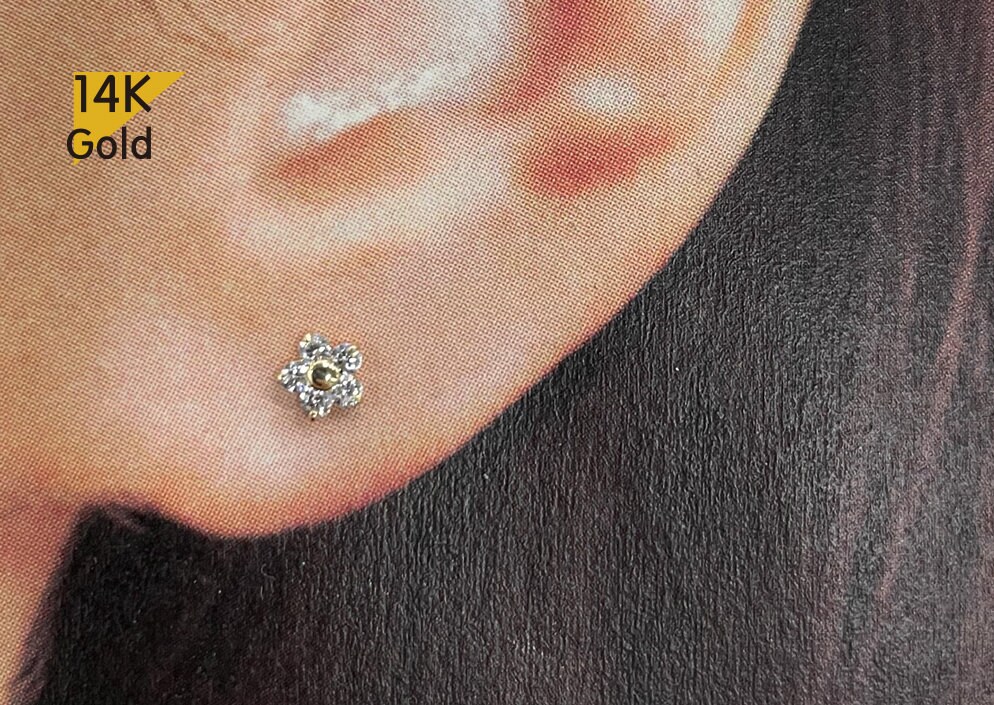 Amazon.com: 14k Solid Gold Daisy Flower Earrings For Women