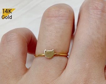 Details about / Azaggi Gold Plated Stackable Ring Cat Face Kitty Jewelry Gift for Women Girls