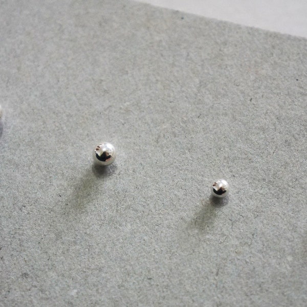 925 Sterling Silver, Ball Earrings 2mm, 3mm, 4mm, 5mm - TSE024