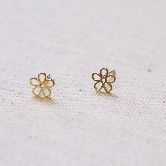 [LLOYD] 10K☆Triple layer flower cup earrings Plumeria Flowers and Polynesian Tribal Hawaiian Earrings
