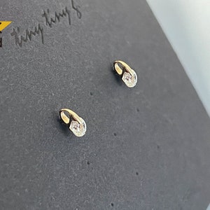 14K Solid Gold Stud Earrings, Cubic Zirconia Earrings