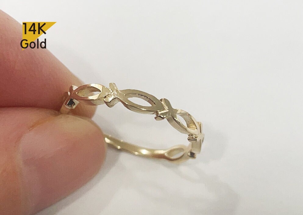 14K Gold Solid Gold Fish  Ring