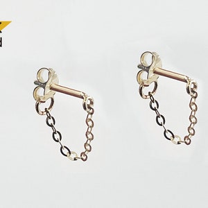 14K Solid Gold Chain Earring