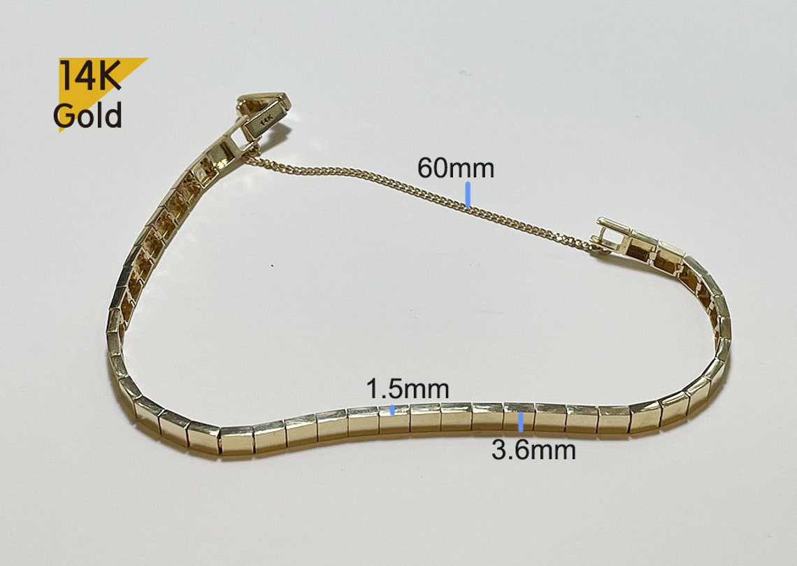 14K Solid Gold Minimal Bracelet Real Gold Geometric Bracelet Etsy