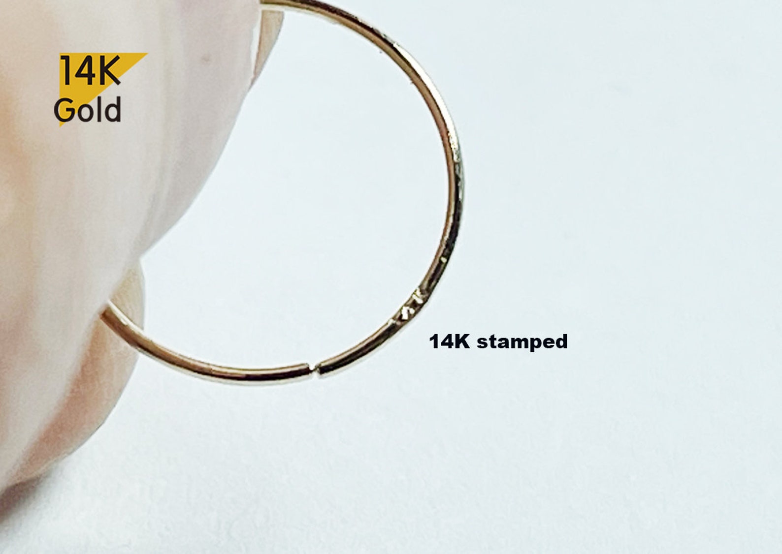 14k Solid Gold Hoop 24G Light Weight Nose Ring nose Hoop Etsy