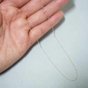 14K Solid Gold Necklace, Thin Chain, 14K Yellow Gold Chain Necklace, Solid Gold Pendant Chain - TGN006