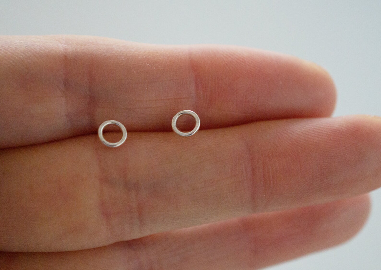 Sterling Silver Long Line & Circle Stud Earrings