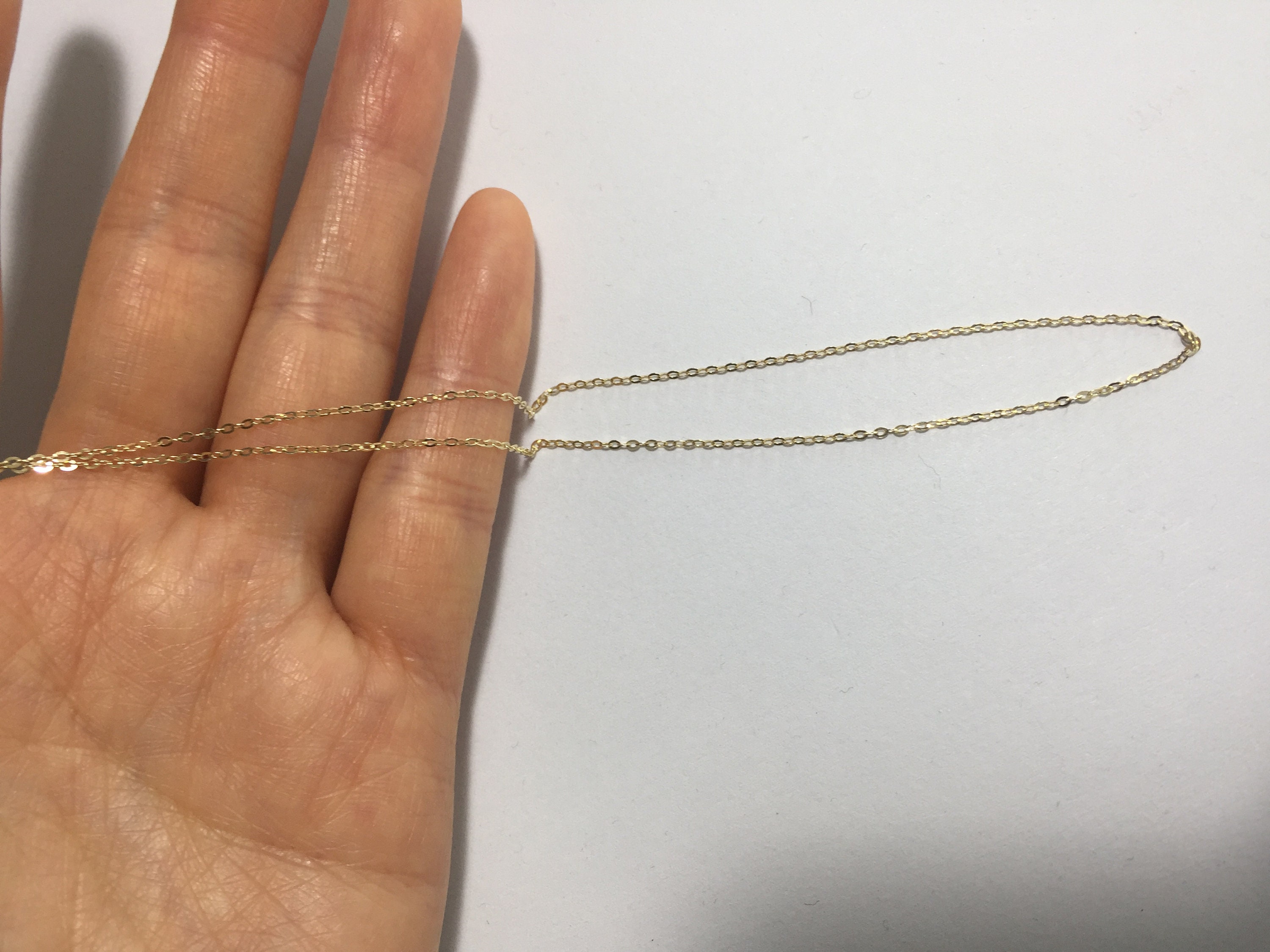 14K Solid Gold Necklace Thin Chain Tiny Thin Pendant 14K Etsy
