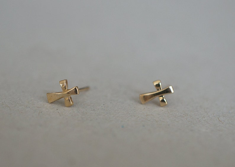 Cross earrings real gold Clearance