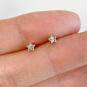 925 Sterling Silver Star Earrings, White CZ Earrings