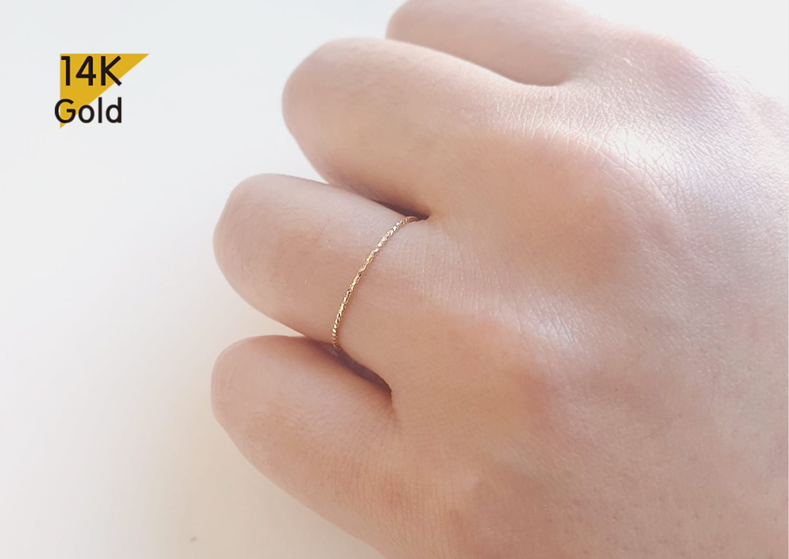 14K Solid Gold Super Thin Stacking Ring TGR202 - Etsy