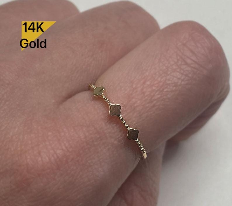 NEW!  14K Solid Gold Three Clover Ring