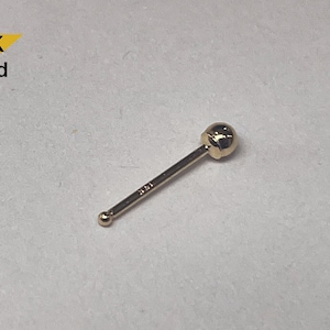 14K Solid Gold  Tiny Nose Bone,  2mm Ball Nose Piercing