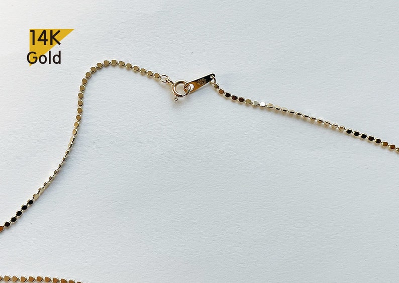 14K Solid Gold Circle Chain Necklace Gold Bead Necklace Etsy