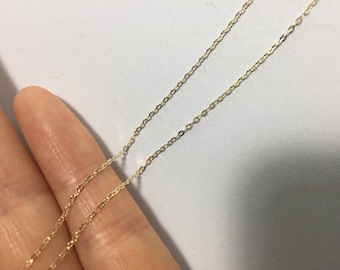 14K Solid Gold Necklace, Thin Chain, Tiny Thin Pendant, 14K Yellow Gold Chain Necklace, Solid Gold Pendant Chain - TGN001