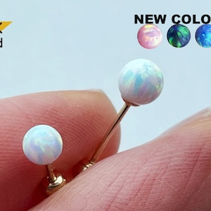 14K Solid Gold Opal Ball 4,5mm  Piercing 21G,  4,6,8mm Post