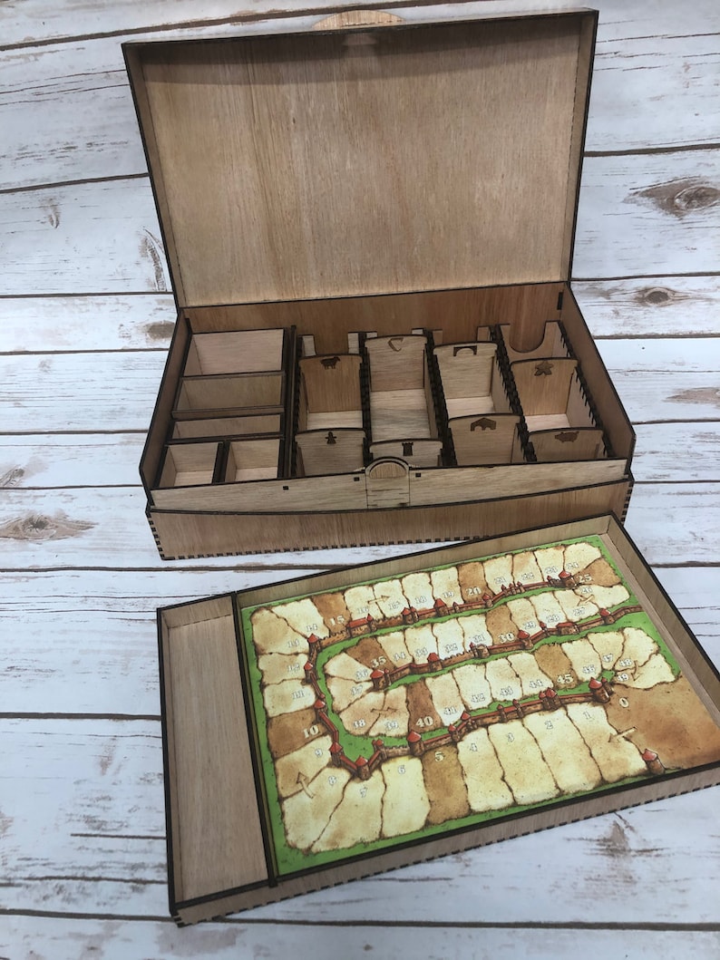 Caja estándar de Carcassonne: diseño exclusivo cortado con láser, logotipo de Carcassonne: ¡un hermoso almacenamiento! imagen 3