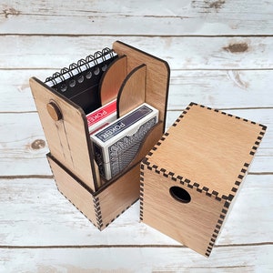 Caixa de Cartão de Bolso Recortada a Laser - Arquivo de corte DXF para download. Caixa de presente, cartões, jogos de cartas - espaço para lápis e bloco de notas.
