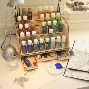 DIY Art Paint Station: Organizer for Paints, Brushes, and Inks (DIY Kit)