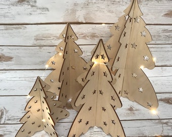 Digital DXF  file - 3 CHRISTMAS TREES - Self assembly, diy, Christmas decor, laser cut, birch ply, Xmas tree, Christmas tree, standing tree