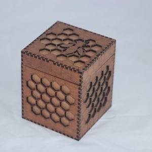 Digital DXF Download file - Honeycomb BEE BOX - Self assembly, diy, keepsake box, decorative box, laser cut box, bee, decorative bee box.