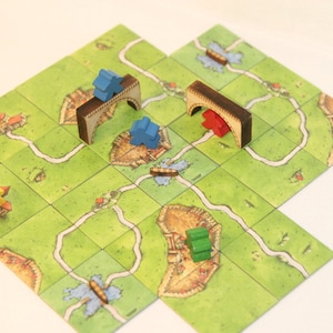 Houten brugmunten voor Carcassonne en andere spellen!