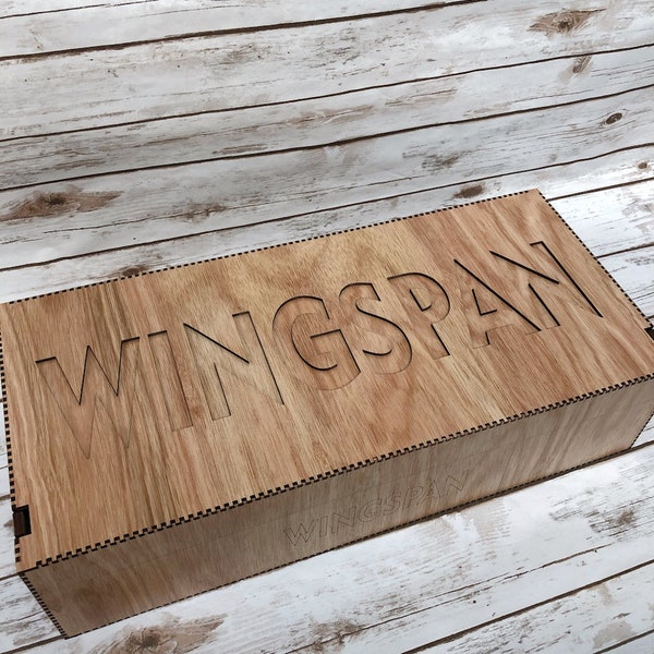 WINGSPAN Storage Box - all expansions with room for more - optional Bird House Dice Tower.  Lasercut, boardgames, storage, dice, cards.