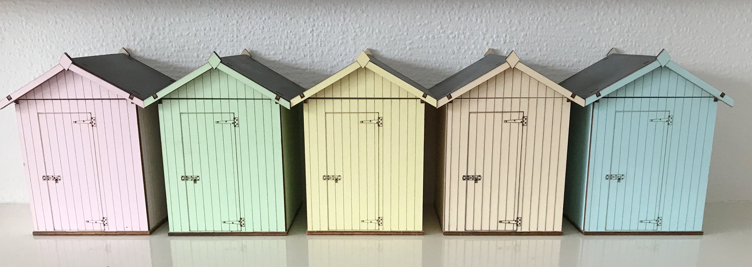 Beach Hut Boxes Lasercut Painted With Pastel Acrylic Lift Etsy UK