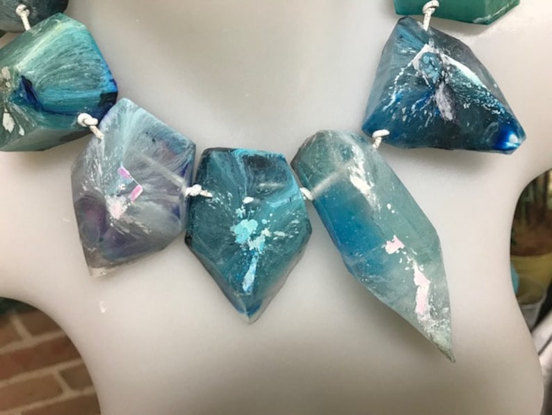 CAPE TOWN blue epoxy resin statement necklace