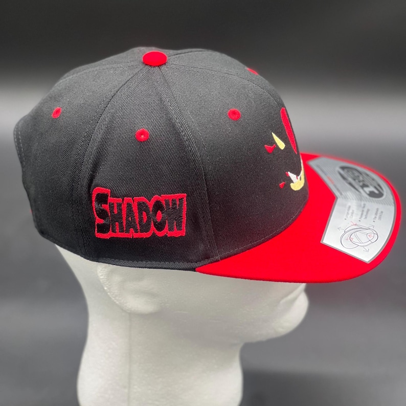 Shadow the Hedgehog Inspired Embroidered Hat | Sonic Character Cap | Custom Adjustable Sega Snapback image 5