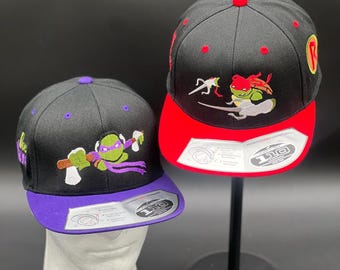 Raphael & Donatello Inspired TMNT Hat | Teenage Mutant Ninja Turtles Cap | Custom Embroidered Snapback