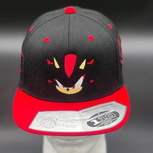 Shadow the Hedgehog Inspired Embroidered Hat | Sonic Character Cap | Custom Adjustable Sega Snapback image 3