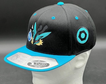 Lucario Inspired Embroidered Snapback Hat | Pokémon Streetwear | Custom Anime Cap | Holiday Gift for Gamers & Collectors