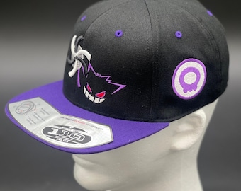 Pokémon Gengar Inspired Shadow Ball Hat | Happy Ghost Cap | Custom Embroidered Snapback