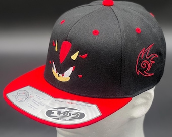 Shadow the Hedgehog Inspired Embroidered Hat | Sonic Character Cap | Custom Adjustable Sega Snapback