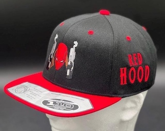 Red Hood Inspired Hat | Embroidered Flexfit 110 Snapback | Gotham Outlaw Fan Cap