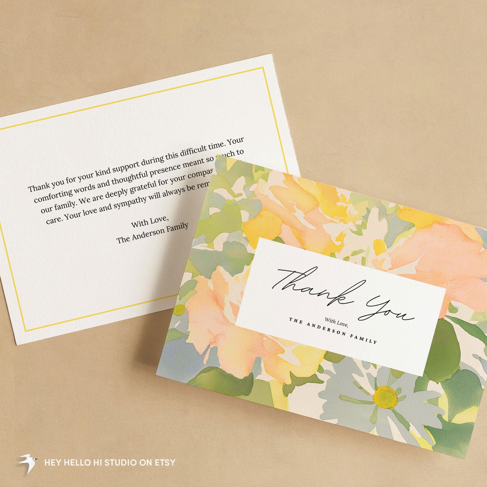 5x7 Thank You Card Funeral - Etsy, image size:2000x2000