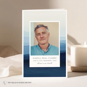 Sjabloon Ocean Funeral Program: Coastal Celebration of Life (digitale download, kaart 5,5 x 8,5 in tweeën en kaart van 5 x 7)