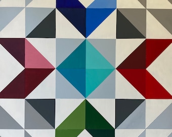Hand Painted Eight Point Star Barn Quilt - 24"x 24" Outdoor Art