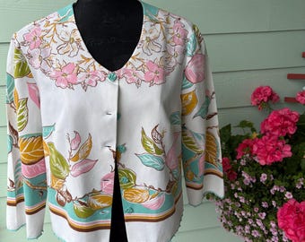 Upcycled Floral Tablecloth Top – Vintage Boho Women's Shirt