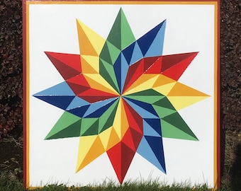 Hand Painted Pinwheel Barn Quilt: 2'x2' Wooden Quilt Block #34. Our most stunning Barn quilt