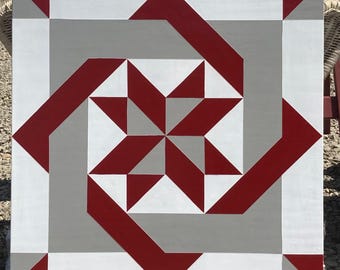 Hand Painted Barn Quilt: Custom Outdoor Sign, 24" x 24". Made to order. #5