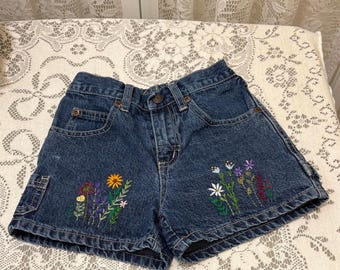 Denim shorts with embroidery
