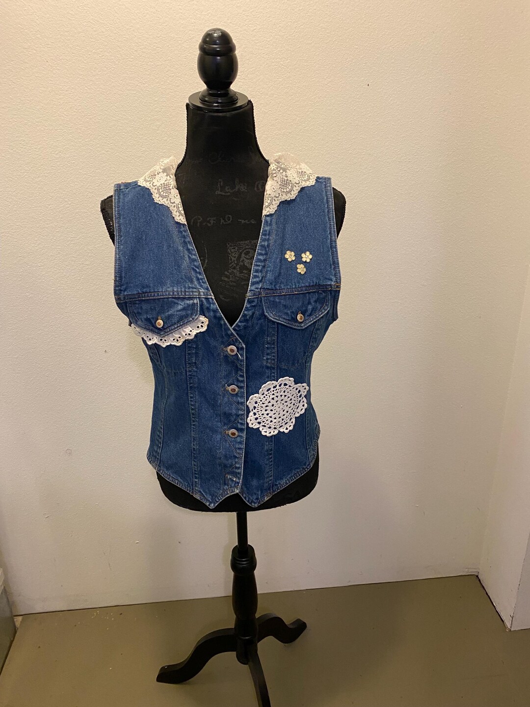 DENIM JEWELED VEST main image 0