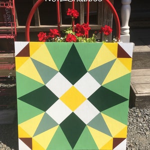 Not2Shabbee has Barn Quilts! Hand Painted Made to Order Friendship Star Pattern Barn Quilt 24” x 24” on outdoor sign board.