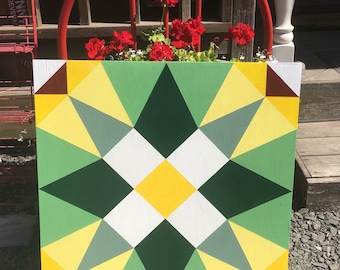 Hand Painted Friendship Star Barn Quilt. #16.  24" Wood Wall Decor