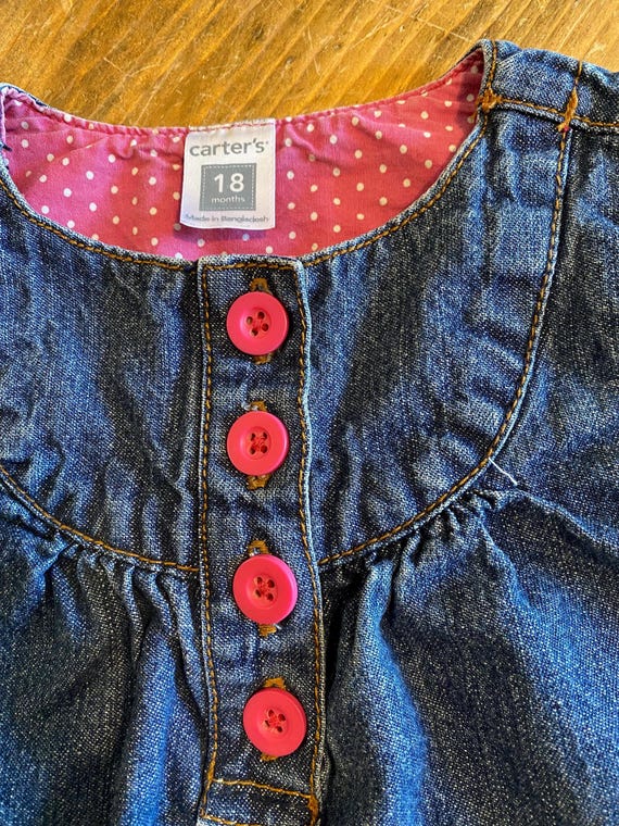 Babys First Denim dress. Embellished Dress size 18 mos. Upcycled in pink!