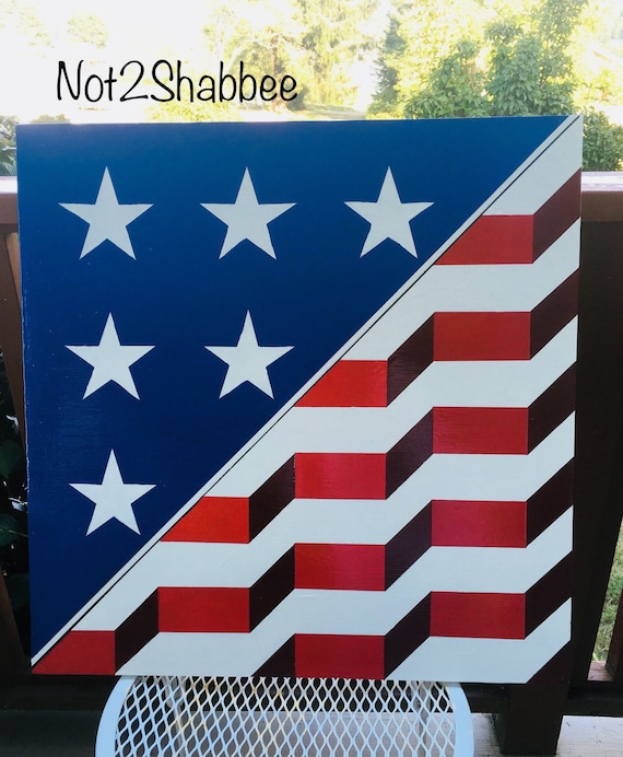 Not2shabbee Has Barn Quilts Hand Painted Us Flag Pattern Barn Etsy