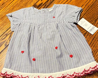 Baby’s First dress. Embellished Dress  size 3 months. Upcycled in reds