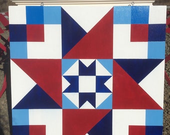 Hand Painted Friendship Star Barn Quilt: 24" Wood Wall Decor